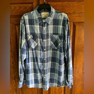 Weatherproof Vintage Long Sleeve Flannel Shirt - Blue Plaid - Men’s Large (70)